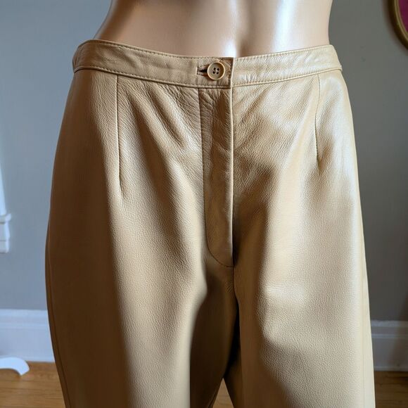 Vintage Y2K Mixit Leather Pants Tan High Rise Western Biker Size 8 - Picture 5 of 10